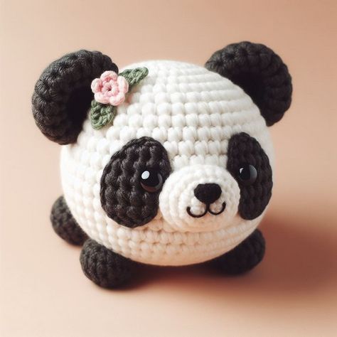 Giant Panda Crochet Pattern, Crochet Panda Keychain Pattern Free, Crochet Panda Pattern Free, Panda Amigurumi Free Pattern, Panda Head, Crochet Ball, Crochet Animal Amigurumi, Soft Toy Patterns, Animal Crochet