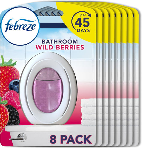 Febreze Bathroom Air Freshener fights odours and leaves a light fresh scent Helps prevent odours from lingering Leaves behind a light fresh scent Long-lasting for up to 45 days Bathroom Air Freshener, Bathroom Freshener, Cleaning Supplies List, House Items, Baddie Outfits, Air Freshener, Small Bathroom, Cleaning Supplies, Small Spaces