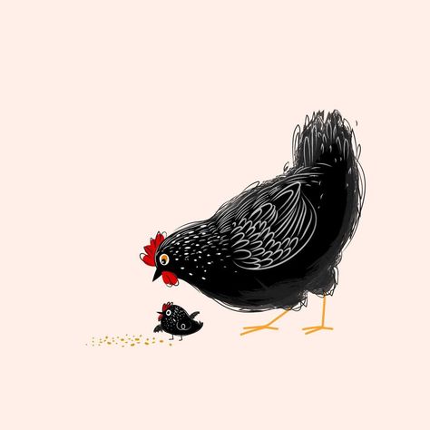 Chicken Illustration Cute, Chicken Drawings, Hen Illustration, Chicken Icon, Icon Character, Chicken Pecking, Chicken Tattoo, Chicken Poster, Hug Illustration