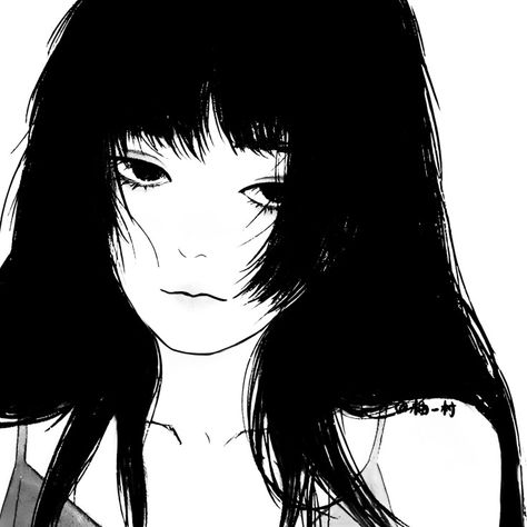 Hime Cut, Anime Photo Profile Dark, Lana Del Rey Lyrics, Adventure Time Marceline, Black And White Cartoon, Anime Monochrome, Disney Fan Art, Anime Sketch, Girl Icons