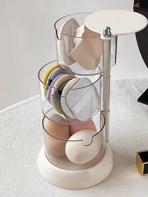 Makeup Sponge Storage, Wooden Makeup Organizer, Clear Makeup Organizer, Bathroom Containers, Organizing Hair Accessories, Clear Plastic Containers, Makeup Organizers, Makeup Storage Box, Makeup Brush Storage