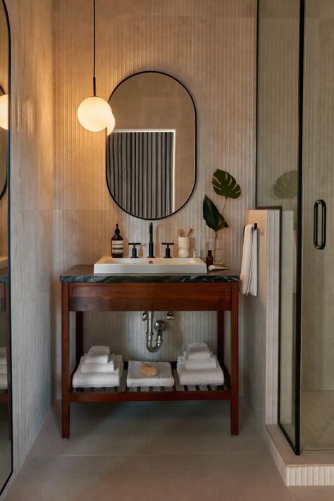 Boutique Hotel Bathroom, Table Banquette, Fishtown Philadelphia, Downtown Philadelphia, Custom Dining Tables, Full Kitchen, King Bedroom, Hotel Bathroom, Philadelphia Pennsylvania