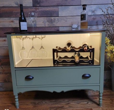 Wine Bar for Sale in Thornton, CO - OfferUp Dresser Made Into Bar, Dresser Turned Into Bar, Dresser To Bar, Mini Dresser, L E D Lights, Dresser Bar, Furniture Upcycling, Soft Close Drawer Slides, Bar Ideas