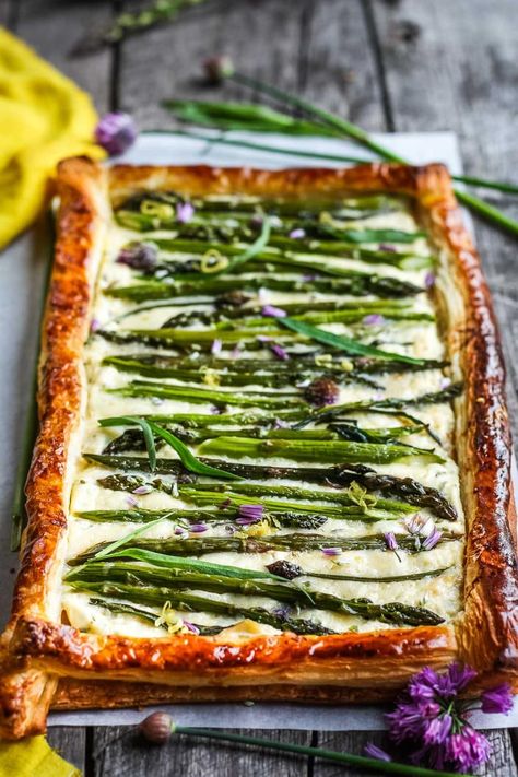 Asparagus Tart with Chives, Tarragon & Gruyere | Feasting At Home Cheesy Asparagus, Asparagus Tart, Goat Cheese Tart, Cheese Tarts, Pastry Crust, Savory Tart, Pastry Tart, Tart Recipes, Pastry Recipes