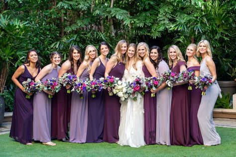 Multi Purple Bridesmaid Dresses, Fall Purple Bridesmaid Dresses, Different Shades Of Purple Bridesmaids, Purple Bridesmaid Dresses Mismatched, Shades Of Purple Bridesmaid Dresses, Bridesmaids Colours, Purple Photography, Bridesmaid Dress Ideas, Film Advertising