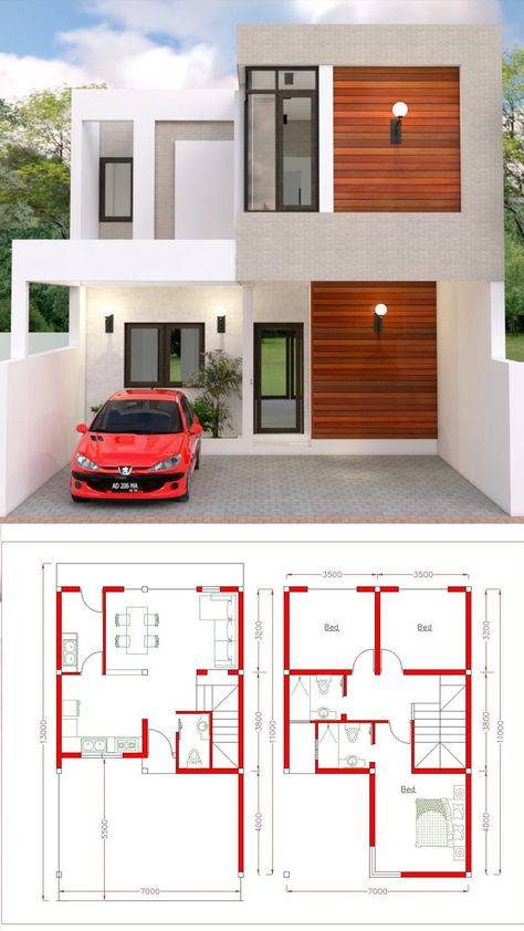 2 Storey House Design, Small House Layout, Two Story House, House Construction Plan, House Layout Plans, Model House Plan, Duplex House Design, Small House Design Plans, Architectural House Plans