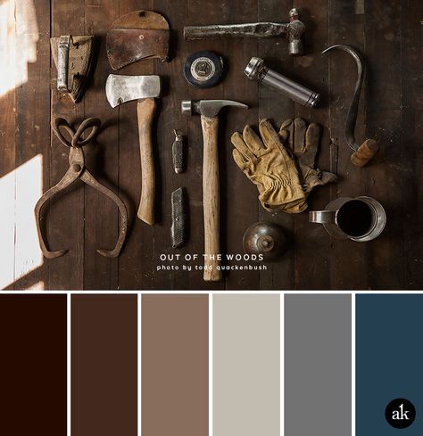 a rust-inspired color palette // coffee, chestnut brown, tan, dirty silver, metal gray, steel blue Kitchen Apartment, Brown Color Schemes, Kitchen Colour Schemes, Kitchen Paint Colors, Trendy Living Rooms, Room Paint Colors, Room Color Schemes, Rustic Colors, Brown Living Room