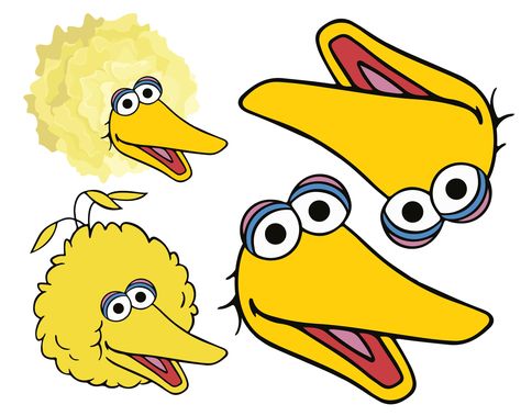 Printable Big Bird PomPom Face Template Big Bird Face Template Printable, Big Bird Face Template, Big Bird Birthday Party, Sesame Street Faces Printables, Sesame Street Characters Printables, Sesame Street Printables Free Templates, Sesame Street Printables, Big Bird Sesame Street, Bird Puppet