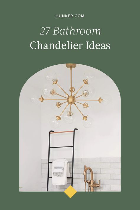 Chandelier Over Bath Tub, Bathroom Ceiling Chandelier, Lightning In Bathroom, Pendant Lighting For Bathroom, Light Fixture Above Bath Tub, Moody Bathroom Chandelier, Small Chandelier Bathroom, Pendant Light For Bathroom, Master Bath Chandelier Over Tub