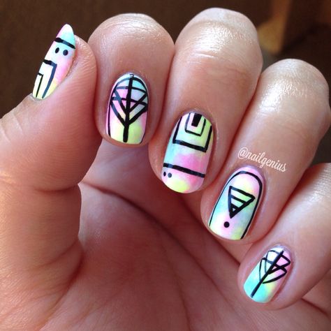 Tye-dye nails for music festivals. #nailart #coachella Nails Coachella, Edc Nails, Music Festival Nails, Nails Music, Coachella Nails, Electric Picnic, Coachella 2017, Festival Ideas, Festival Nails