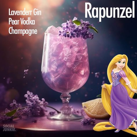 Social Junkie - I NEED to try these Disney cocktails! 😱🍹🍸 | Facebook Disney Drinks Alcohol, Disney Cocktails Recipes, Disney Mixed Drinks, Movie Inspired Cocktails, Disney Inspired Drinks, Disney Themed Cocktails, Bartender Ideas, Disney Alcoholic Drinks, Girly Cocktails