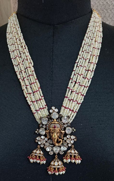 Luxury Kundan Temple Jewelry Mala, Luxury Kundan Mala For Temple Jewelry, Luxury Beaded Kundan Temple Necklace, Kundan Mala With Polished Beads For Wedding, Gold Kundan Mala With Polished Beads, Necklace Set Indian Bridal Jewelry, Antique Gold Jewelry Indian, Stone Bead Jewelry, Diamond Pendants Designs