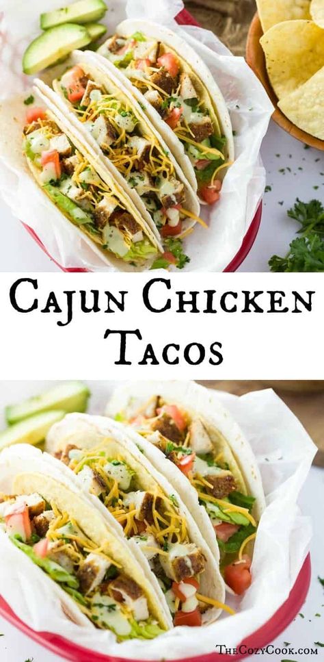 Dinner Tacos, Mexican Lunch, Cajun Chicken Salad, Tacos Chicken, Tacos Recipes, Cajun Chicken Recipes, Grilled Chicken Tacos, Chicken Tacos Easy, Easy Weekday Meals