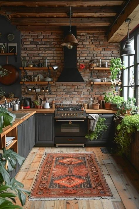 Farmhouse Kitchen Design, Boho Kitchen, Dream House Interior, Dream House Decor, Rustic Kitchen, Dream Home Design, Home Decor Kitchen, House Inspiration, A Kitchen