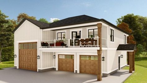 967 Sq. Ft. Home Plans with RV Garage! Rv Garage With Living Quarters One Level, Rv Garage With Living Quarters, Addition Exterior, Rv Garage Plans, Garage Apartment Floor Plans, Garage With Living Quarters, A Big House, Apartment Floor, Rv Garage