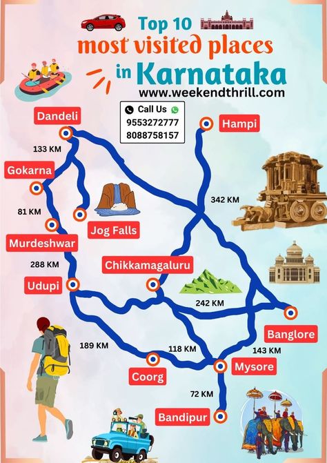 Top places to visit in Karnataka Places To Visit In Karnataka, Places In Karnataka, Karnataka Tourism, Travel Brochure Design, Holiday Destinations In India, Travel India Beautiful Places, Travel Destinations In India, India Travel Places, Travel Creative