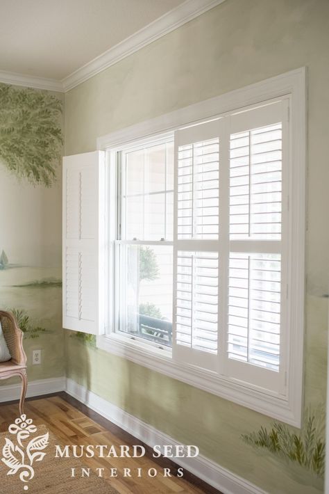 Interior Shutters Living Room, Window Shutters Indoor, Shutters With Curtains, Shutters Living Room, Indoor Shutters, White Shutters, Interior Window Shutters, Narrow Living Room, Interior Shutters