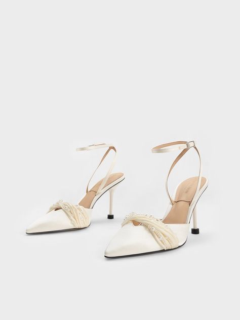 Discover great products at the best prices at Dealmoon. Charles & Keith White Beaded Satin Ankle-Strap Pumps | CHARLES & KEITH. Price:$79.05 at Charles & Keith Charles And Keith Heels, Charles And Keith Shoes, Heel Collection, Charles And Keith, Outfit Png, Limited Edition Shoes, Ankle Strap Pumps, Strap Pumps, Charles Keith