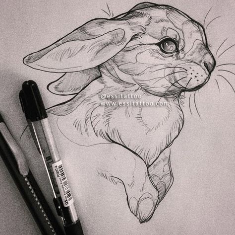 Faces Sketch, Bunny Tattoo, Illustration Kunst, Animal Drawings Sketches, Sketches Pencil, Drawing Hair, Bunny Drawing, Tiny Tattoo, Bunny Art