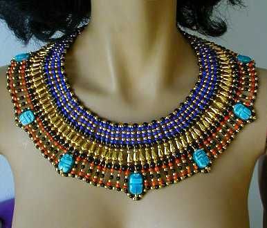 for the average girl when she feels the need to be an empress! Diy Cleopatra, Egyptian Collar, Egypt Jewelry, Egyptian Necklace, Egyptian Queen, Goddess Necklace, Egyptian Hieroglyphics, Bead Sewing, Egyptian Jewelry