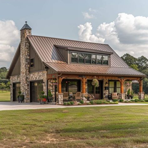 Simple Barndominium Ideas Exterior, Cottage Barndominium Ideas, Simple Barndominium Ideas, Barndo Plans, Barn Restoration, Country Kitchen Ideas, Ranch Cabin, Country Vibes, Secluded Cabin