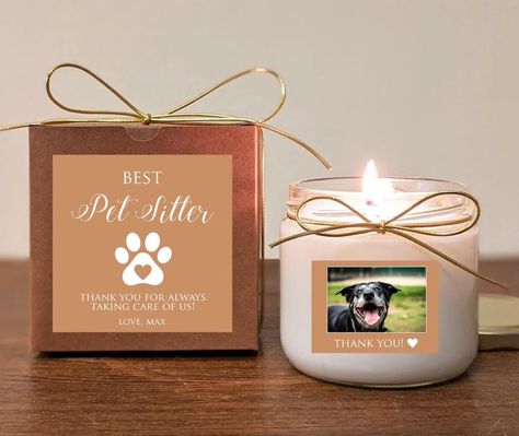 Dog Sitter Gift, Pet Sitter Gifts, Dog Candle, Candle Quotes, Add Photo, Loss Of Dog, Gift Candle, Personalized Pet Memorial, Vanilla Candle