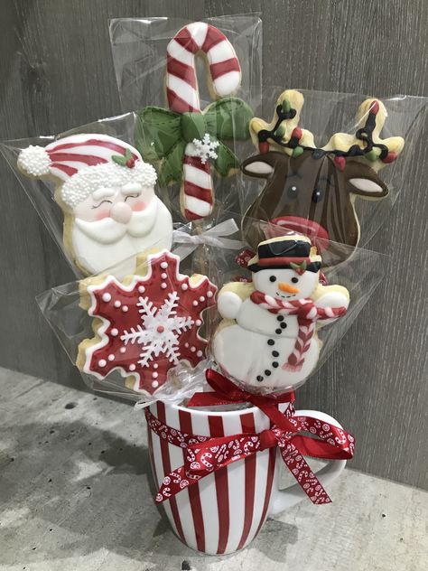 Christmas Cookie Bouquet, Mother Day Gift Ideas, Cookie Bouquets, Cookie Bouquet, Xmas Cake, Christmas Cookie Exchange, Pretty Cookies, Mother Day Gift, Cookie Packaging