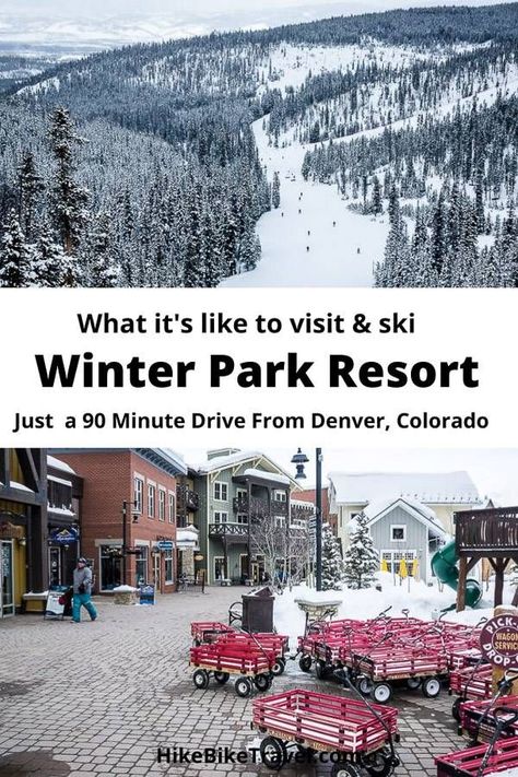 What its like to visit & ski at Winter Park Resort - 90 minutes from Denver & Boulder, Colorado #skiing #snowboarding #WinterPark #Coloradoskiing #insidertips #MaryJane Winter Park Resort Colorado, Winter Park Colorado Christmas, Winterpark Colorado Winter, Denver Colorado Ski Resorts, Winter Park Colorado Skiing, Colorado Snowboarding, Winter Family Vacations, Colorado Resorts, Winter Park Colorado