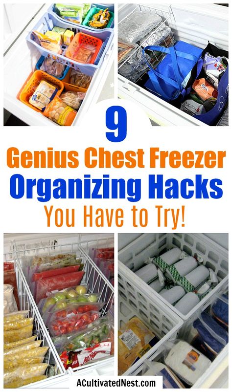 Deep Freezer Organization, Freezer Storage Organization, Freezer Hacks, Chest Freezer Organization, Organizational Hacks, Kitchen Storage Hacks, Freezer Organization, Small Kitchen Storage, Freezer Storage