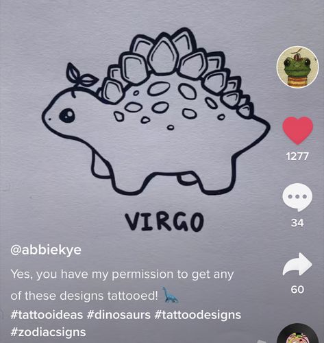 Zodiac Sign Drawing, Sign Drawing, Cute Zodiac, Dinosaur Tattoo, Dinosaur Tattoos, Cute Tattoos, Dinosaurs, Drawing Ideas, Zodiac Sign