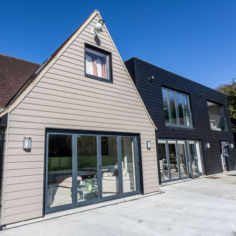 Cedral Lap fibre cement cladding Cedral Cladding, Anthracite Windows, Cement Cladding, Fibre Cement Cladding, Bungalow Exterior, Construction Architecture, Fiber Cement, Exterior Ideas, New Build