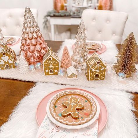 Annette (@cherished_treasures_) • Instagram photos and videos Holiday Table Settings Christmas, Pink Victorian Christmas, Office Xmas Party, Christmas Party Snacks, Christmas Pajama Party, Gingerbread House Parties, Book Christmas Gift, Gingerbread Decor, Gingerbread Party