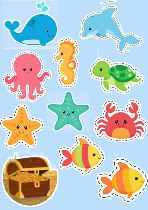 Sea Birthday Party, Hand Crafts For Kids, Toddler Learning Activities, Toddler Learning, Kids Stickers, Animal Crafts, Baby Shark, Kindergarten Activities, Art Activities