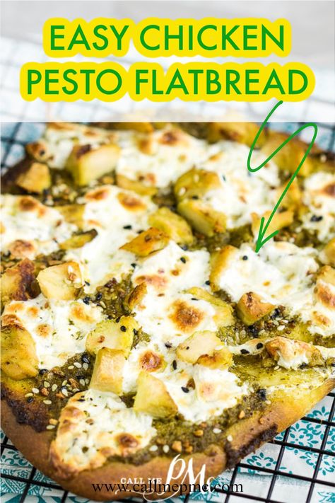 Flat Bread Chicken Pesto Pizza, Flatbread Recipes With Chicken, Mozzarella Flatbread Recipes, Basil Pesto Flatbread Pizza, Flatbread Pizza Recipes Pesto, Appetizers Using Basil Pesto, Healthy Chicken Flatbread, Flatbread With Chicken, Flatbread Recipes Pesto