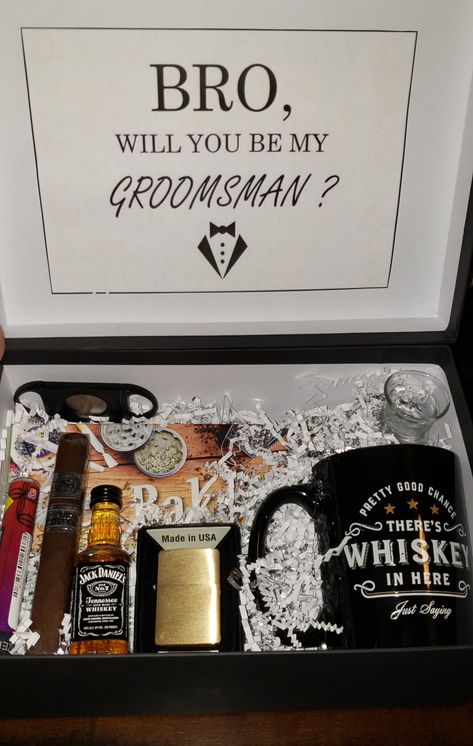 Groomsmen Proposal Box Ideas Diy, Groomsman Box Ideas, Groomsmaid Gifts, Groomsmen Proposal Box Ideas Non Alcoholic, Simple Groomsmen Proposal, Groomsmen Box Ideas, Bestman Proposal Box Ideas, Groomsmen Proposal Box Ideas, Wedding Groomsmen Gifts