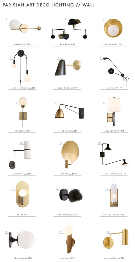 Emily Henderson Parisian Art Deco Lighting Wall Roundup1 Edgar Miller, Art Deco Couch, Modern Art Deco Interior, Minimalistic Interior, Lampe Art Deco, Parisian Art, 1920s House, Art Deco Interior Design, Room Refresh