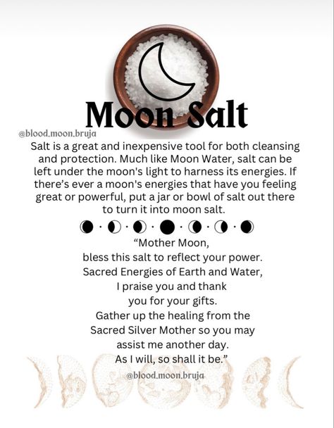 Salt Magick, Goddess Magick, Moon Water, Wiccan Magic, Magic Spell Book, Witch Spirituality, Spiritual Journals, Grimoire Book, Magick Spells