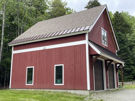 Red Metal Building, Rustic Red Barndominium, Red Barn House, Tractor Barn Shed Roof, Red Shed, Red Metal Barn, Dutch Style, Farm Store, Metal Barn