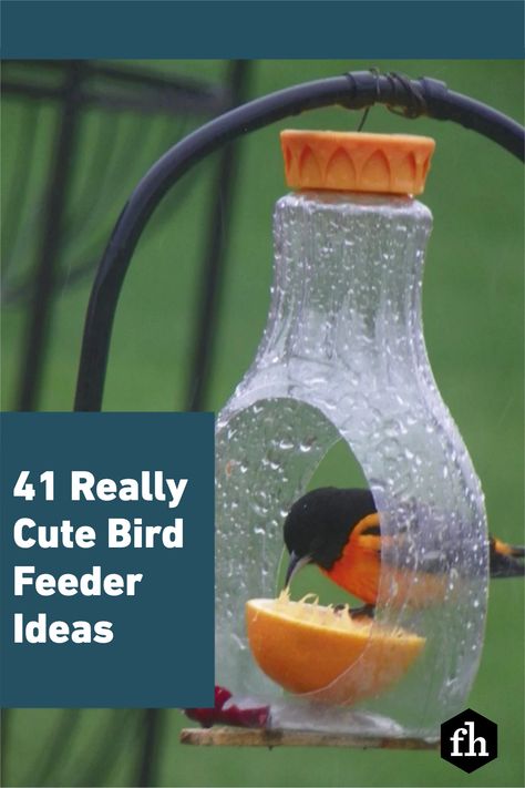 41 Really Cute Bird Feeder Ideas Bird Feeder Hangers Diy, Diy Bird Fruit Feeder, Post For Bird Feeders, How To Make A Bird Feeder, Diy Finch Feeder, Bird Tables Ideas Diy, Diy Large Bird Feeder, Bird Feeding Station Ideas Diy, Diy Bird Feeder Pole