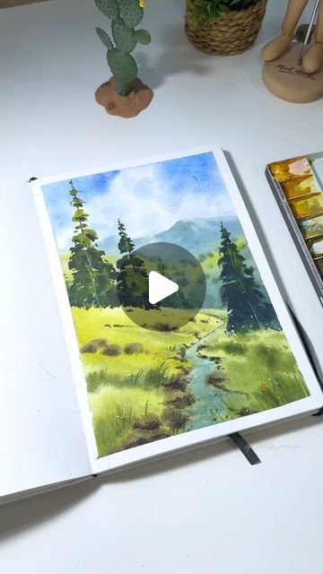 Raniya Ali on Instagram: "I never get bored of painting beautiful lush mountain landscapes! Are you tired of seeing? 😄
.
.
.
.
.
.
.
.
.
.
.
.
.
.
.
.
.
.
#watercolorlandscapes 
#watercolorforbeginners #paintingprocess #watercolortrees #watercolor_zone #watercolorillustrations #landscapepainting #share_watercolors #naturepainting #watercolourartistsoninstagram #watercolourartist #landscapepainting #inspiring_watercolor #modernwatercolor #watercolor_art #watercolorph #watercolorblog #treeillustration #watercolorsketch  #watercolorlovers #watercoloraddict #landscapeillustration #treeart 
#treeillustration  #watercolorpaints  #watercolor_guide #paintwithme #watercolor_daily #waterblog 

Watercolor landscape Watercolor painting landscape illustration tree painting nature art landscape paintin Tree Painting Easy, Watercolor Painting Landscape, Landscape Painting Watercolor, Illustration Tree, Watercolor Paintings Nature, Watercolor Blog, Watercolor Beginner, Watercolor Tutorial, Nature Watercolor