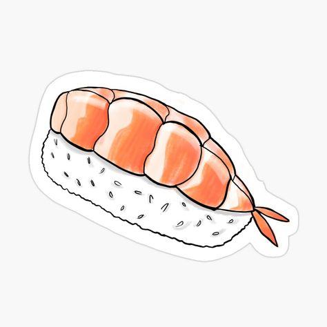 Ebi nigiri or shrimp sushi sticker #ebi #shrimp #japanese #food #sticker Shrimp Japanese, Trip Tattoo, Sushi Stickers, Shrimp Sushi, Nigiri Sushi, Food Sticker, Calendar Planner, Decorate Notebook, Coloring Stickers