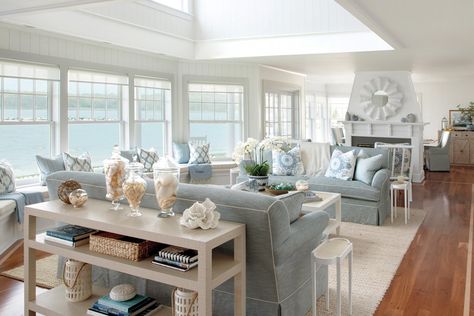 Tour an Elegant Beach House Sitting on the Water - Cottages & Gardens Elegant Beach House, Erin Gates Design, House Elements, Gates Design, Erin Gates, Cottage Living Rooms, House Sitting, Guest Bathrooms, Coastal Retreat