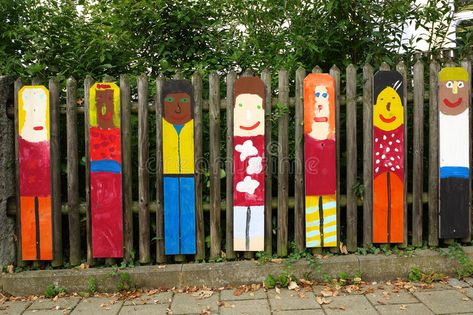 Child art displayed on wooden fence. The colorful artwork of german primary scho , #spon, #fence, #colorful, #artwork, #wooden, #Child #ad Scandinavian Kitchen Island, Wooden Fence Design, Art Display Kids, Child Art, Fence Art, Outdoor Classroom, School Garden, Wooden Fence, Cultural Diversity