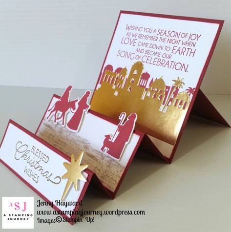 Su Night In Bethlehem Cards, Fun Folds Stampin Up Cards, Night In Bethlehem, Side Step Card, Stepper Cards, Step Card, Fancy Fold Card Tutorials, Step Cards, Homemade Christmas Cards