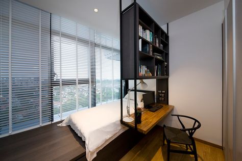 Bay Window Design, Student Room, Bed Platform, Interior Design Website, Small Room Design, Modern Hotel, Study Table, Book Shelf, Bay Window