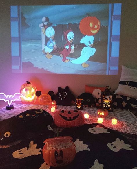 Halloween sleepover party ideas movie night spooky Halloween decor holiday fun Halloween fun holiday party games kids activities autumn treats Halloween treats and candy