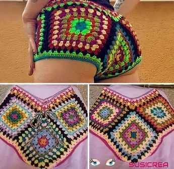 Granny Square Crochet Top Free Pattern, Shorts Tejidos A Crochet, Witchy Crochet, Hat Garland, Witch Amigurumi, Crochet Witch, Crochet Shorts Pattern, Crochet Bottoms, Crochet Pants