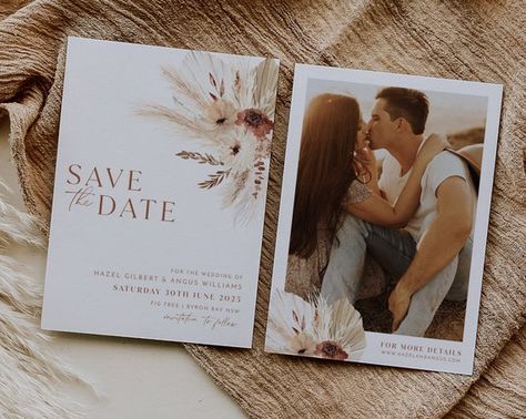 Terracotta Flowers, Boho Save The Date, Save The Date Modern, Minimalist Save The Date, Modern Save The Dates, Beige Wedding, Save The Date Template, Photo Save The Date, Wedding Invitations Boho