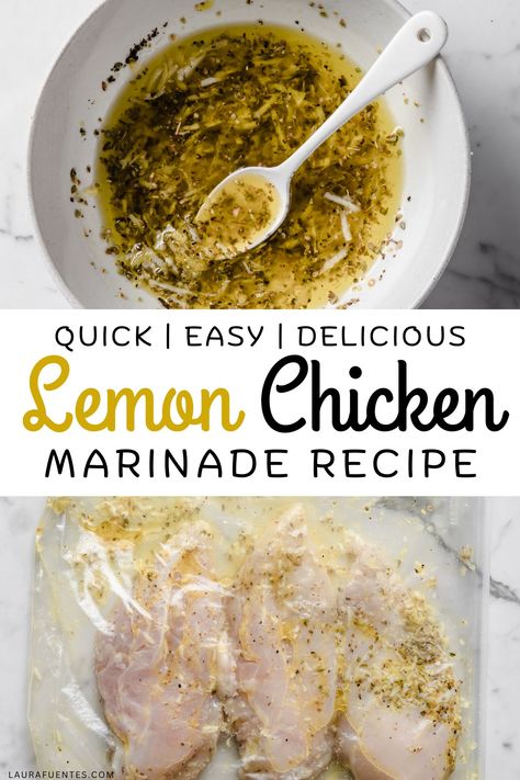 This delicious Lemon Chicken Marinade with garlic and oregano will be your new go-to. Add up to 2lbs of chicken and enjoy. Best Lemon Chicken, Lemon Oregano Chicken, Quick Chicken Marinade, Protein In Chicken, Lemon Chicken Marinade, Oregano Chicken, Chicken Delight, Balsamic Marinade, Eat More Chicken