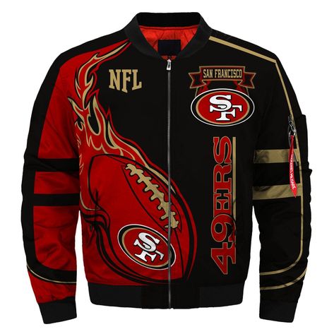 San Francisco 49ers Fans Bomber Jacket Men Women Cotton-Padded Air Force One Flight Jacket Unisex Coat MA031 49ers Apparel, 49ers Jacket, 49ers Hoodie, San Francisco 49ers Logo, 49ers Fans, Nfl San Francisco, Winter Jacket Men, Flight Jacket, Winter Clothes